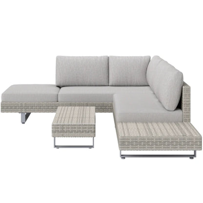 Outsunny Three-Piece Corner Rattan Set, with Glass Tables
