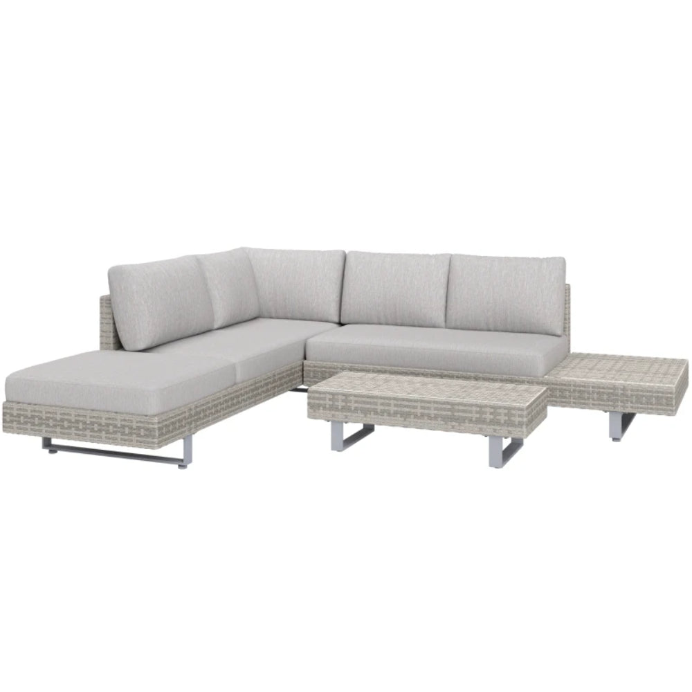 Outsunny Three-Piece Corner Rattan Set, with Glass Tables