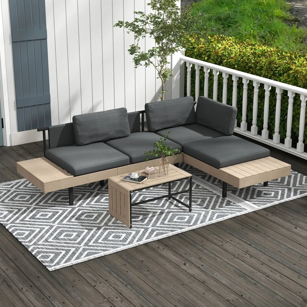 Outsunny Three-Piece 'L' Garden Sofa Set - Grey 1