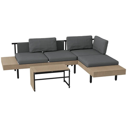 Outsunny Three-Piece 'L' Garden Sofa Set - Grey 10