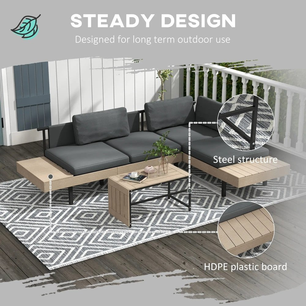 Outsunny Three-Piece 'L' Garden Sofa Set - Grey 3