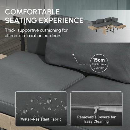 Outsunny Three-Piece 'L' Garden Sofa Set - Grey 4
