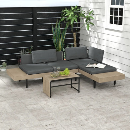 Outsunny Three-Piece 'L' Garden Sofa Set - Grey 9