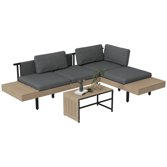 Outsunny Three-Piece 'L' Garden Sofa Set - Grey 