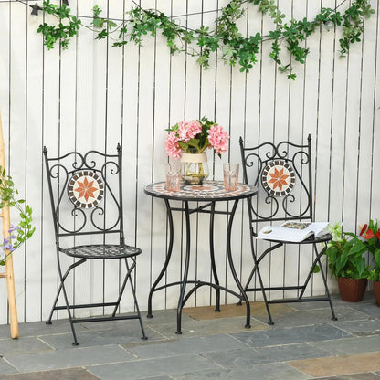 Outsunny Three-Piece Mosaic Bistro Table Set - Multicoloured 1