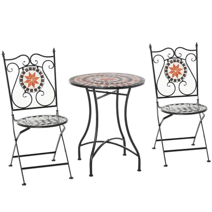 Outsunny Three-Piece Mosaic Bistro Table Set - Multicoloured 8