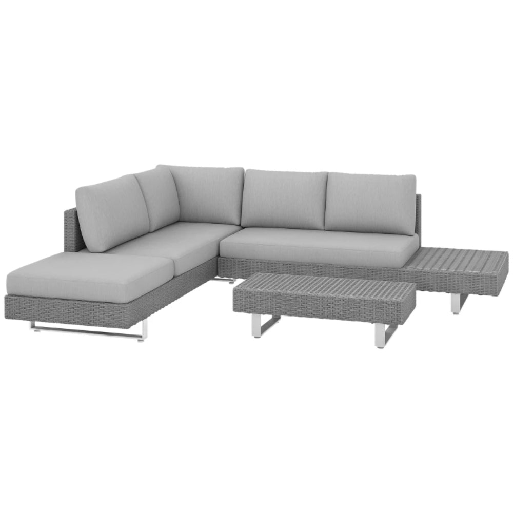 Outsunny Three-Piece Rattan Sofa Set, with Cushions - Light Grey