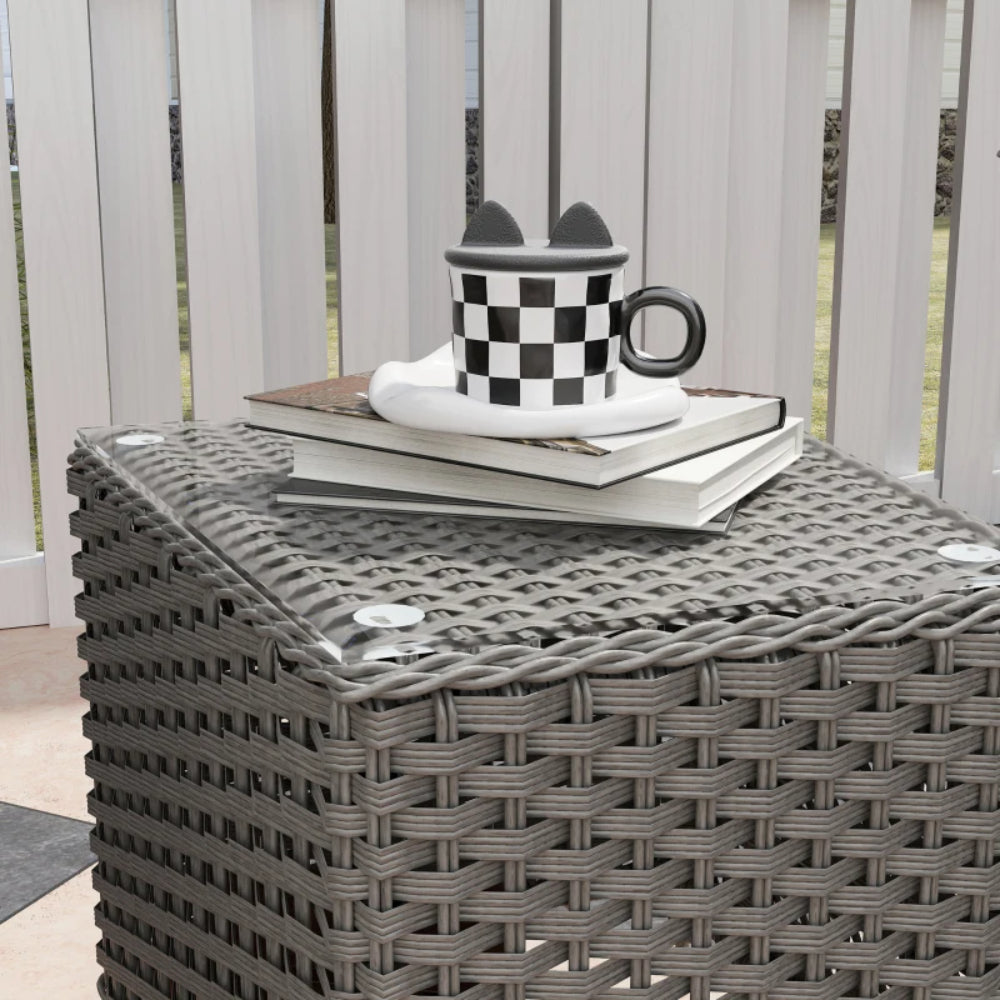 Outsunny Three-Piece Super Padded Rattan Set - Light Grey