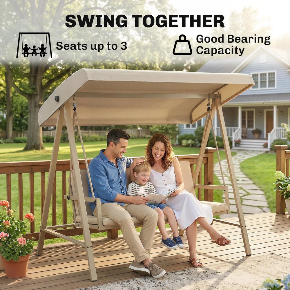 Outsunny Three-Seat Garden Swing Chair, with Adjustable Canopy 15