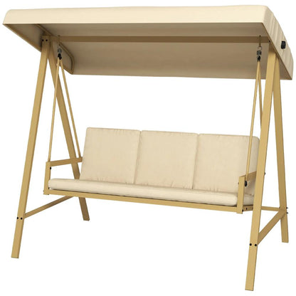 Outsunny Three-Seat Garden Swing Chair, with Adjustable Canopy 23
