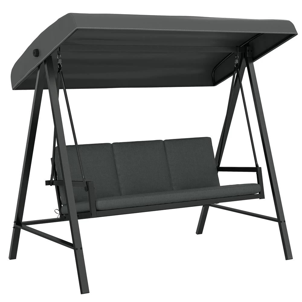 Outsunny Three-Seat Garden Swing Chair, with Adjustable Canopy 24