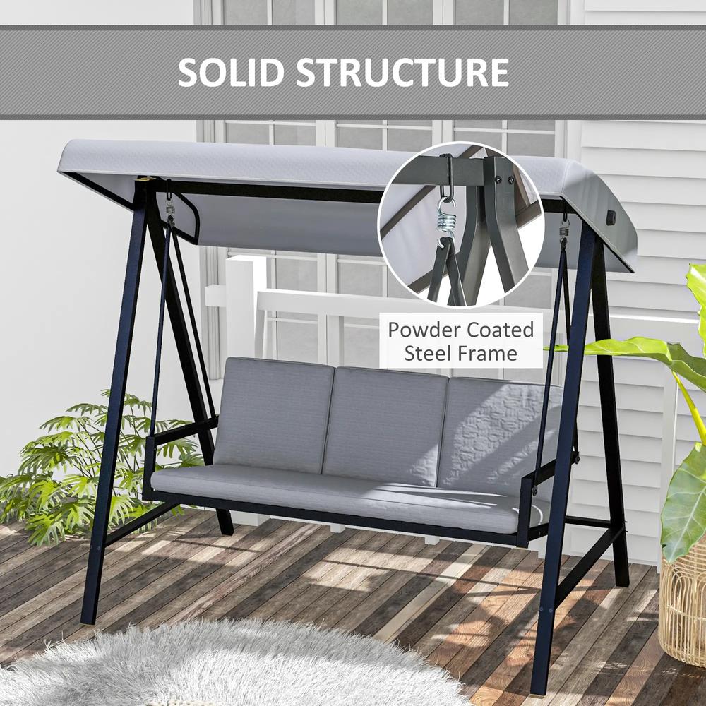 Outsunny Three-Seat Garden Swing Chair, with Adjustable Canopy 3