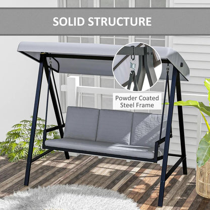 Outsunny Three-Seat Garden Swing Chair, with Adjustable Canopy 3