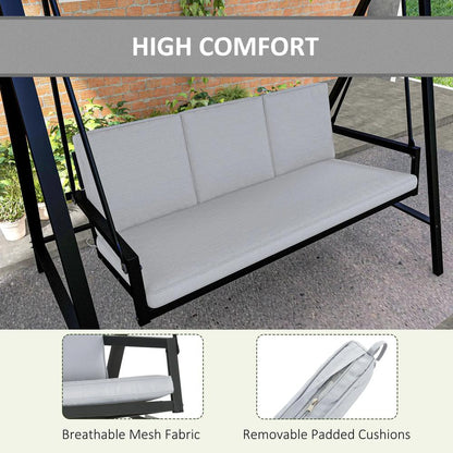Outsunny Three-Seat Garden Swing Chair, with Adjustable Canopy 4