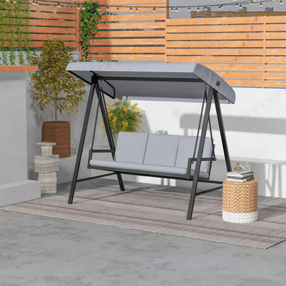Outsunny Three-Seat Garden Swing Chair, with Adjustable Canopy 9