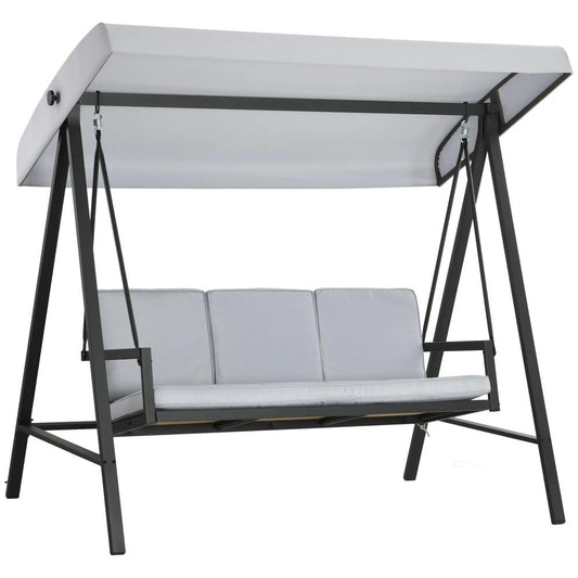 Outsunny Three-Seat Garden Swing Chair, with Adjustable Canopy 