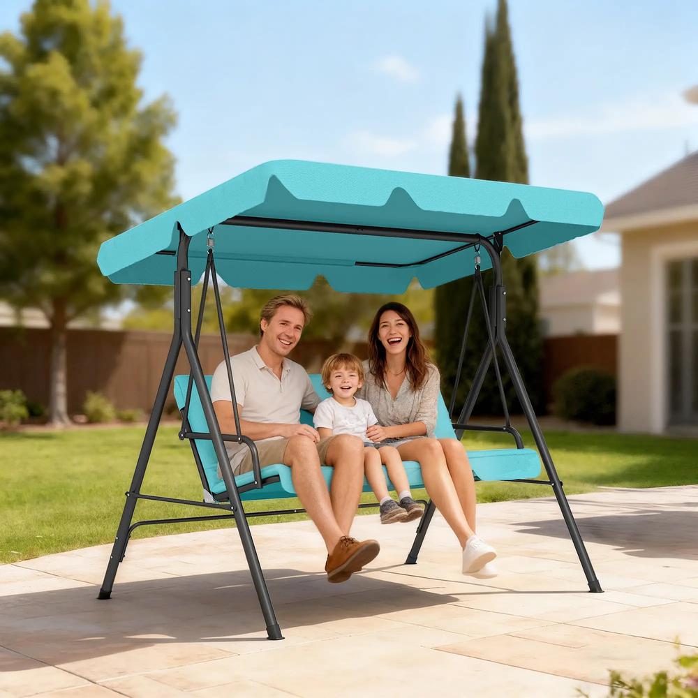 Outsunny Three-Seater Garden Swing Chair, with Adjustable Canopy 1