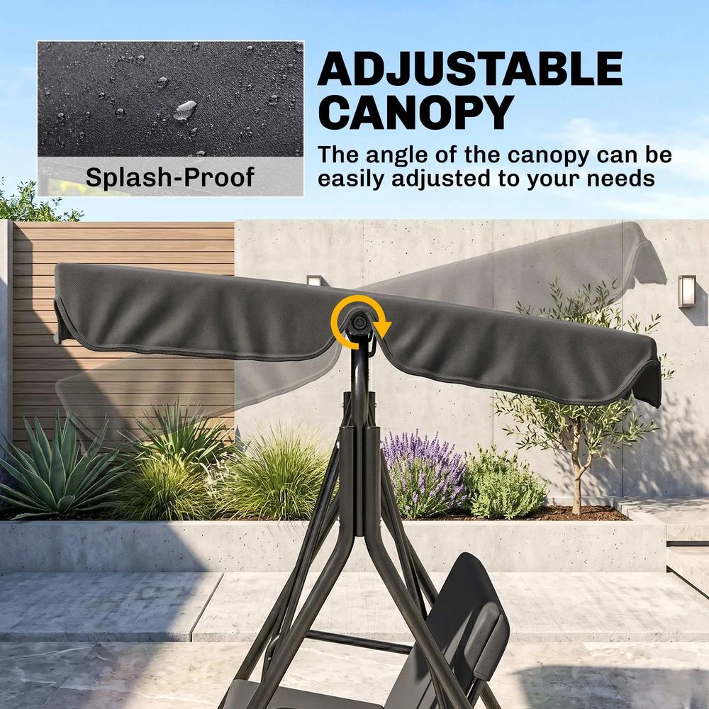 Outsunny Three-Seater Garden Swing Chair, with Adjustable Canopy 14