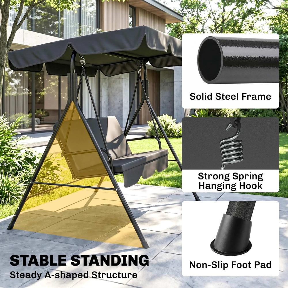 Outsunny Three-Seater Garden Swing Chair, with Adjustable Canopy 15