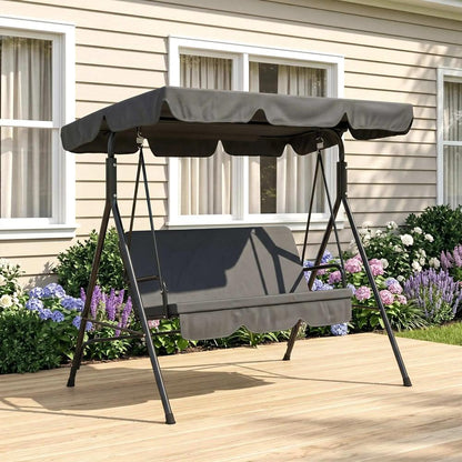 Outsunny Three-Seater Garden Swing Chair, with Adjustable Canopy 19