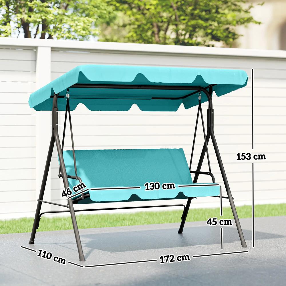 Outsunny Three-Seater Garden Swing Chair, with Adjustable Canopy 2