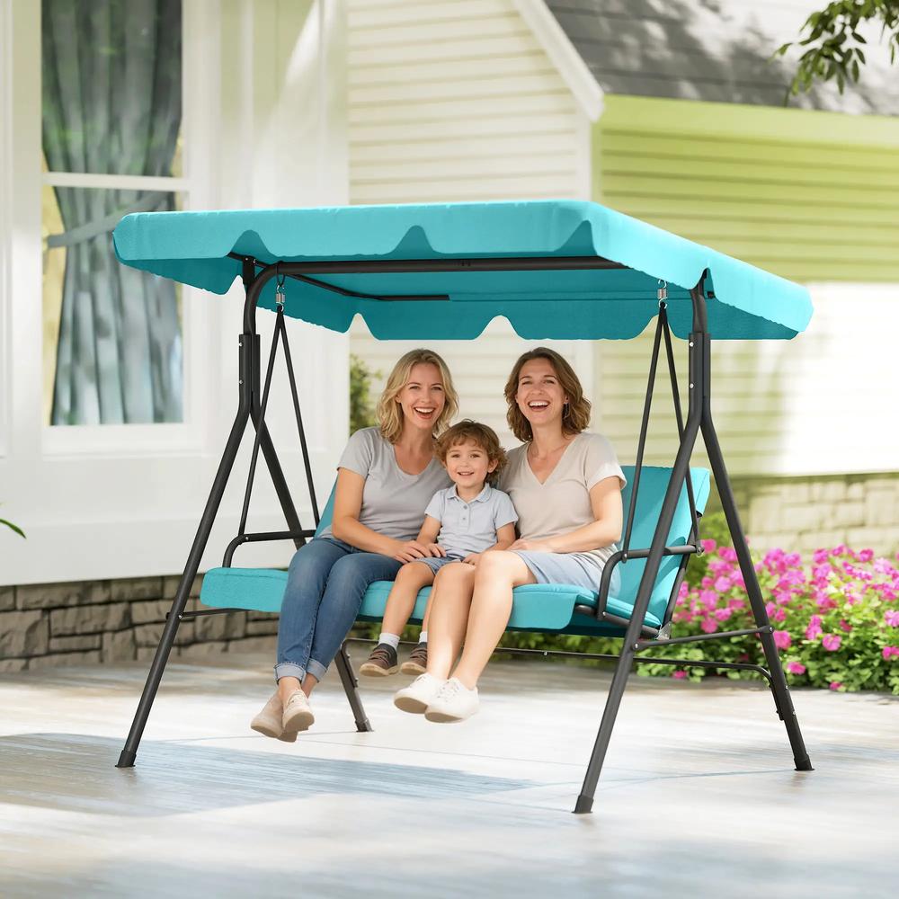 Outsunny Three-Seater Garden Swing Chair, with Adjustable Canopy 8