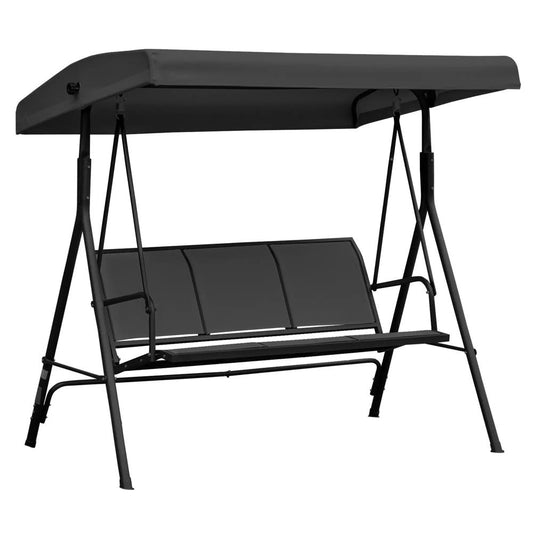 Outsunny Three-Seater Garden Swing Chair, with Canopy - Black 