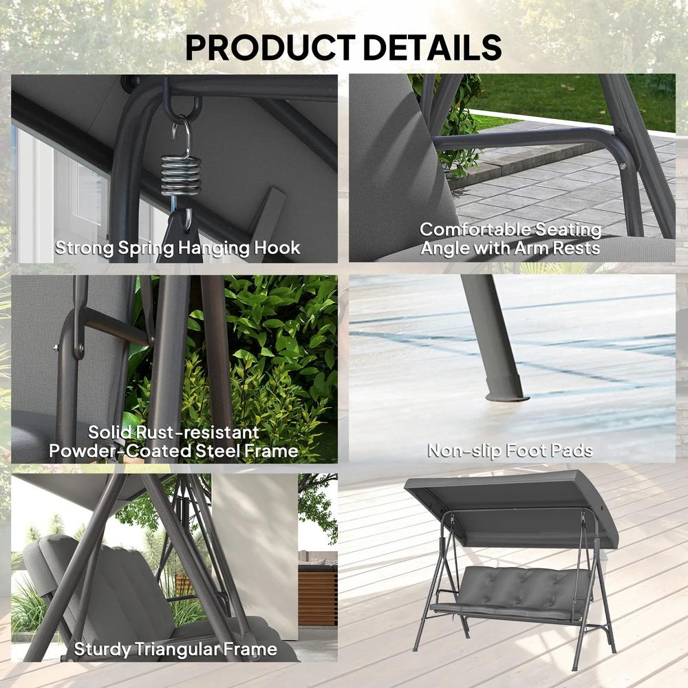 Outsunny Three-Seater Garden Swing Seat 5