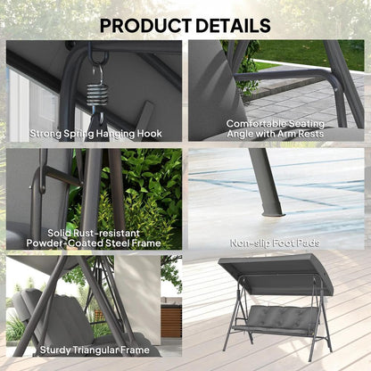Outsunny Three-Seater Garden Swing Seat 5