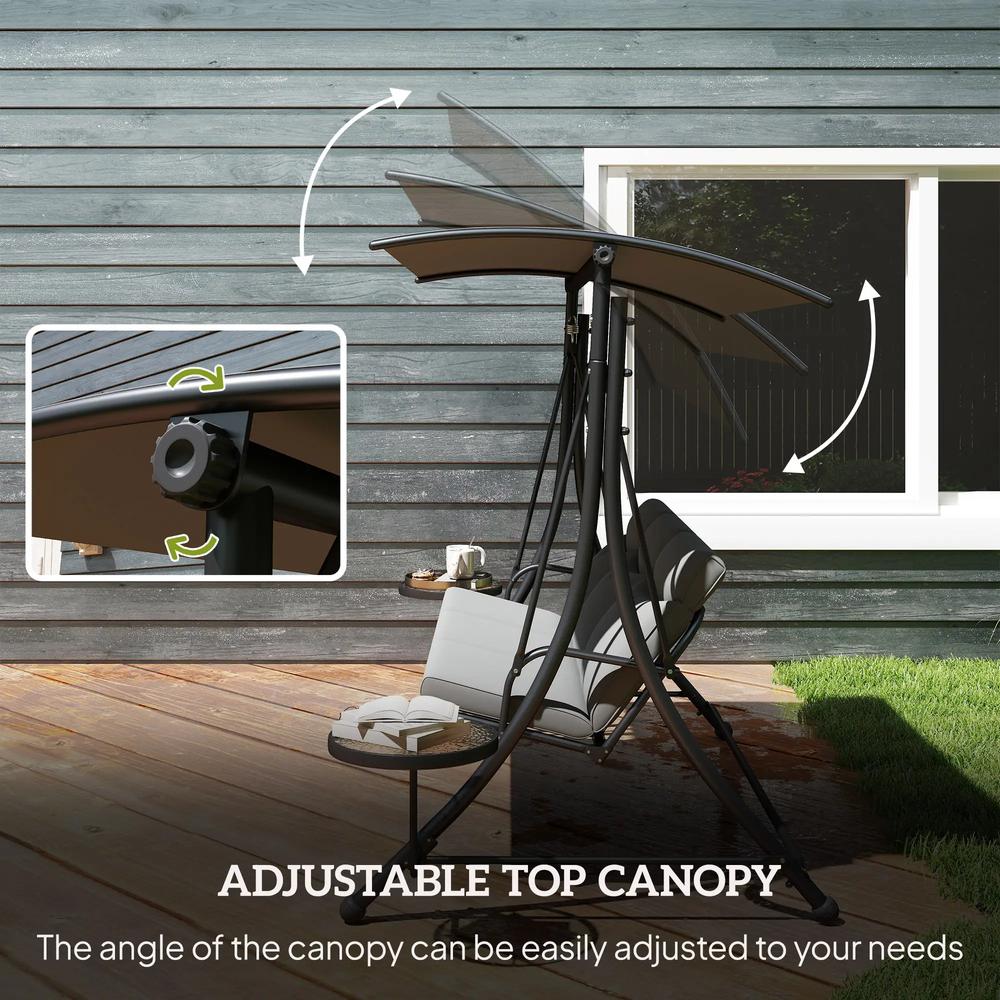 Outsunny Three-Seater Garden Swing, with Adjustable Canopy - Black/Grey 3