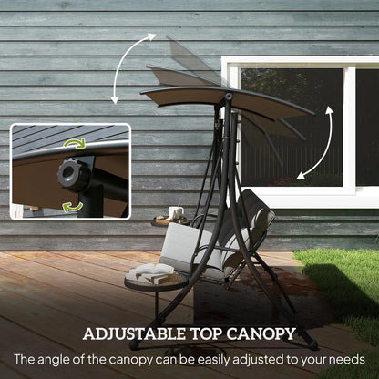 Outsunny Three-Seater Garden Swing, with Adjustable Canopy - Black/Grey 3