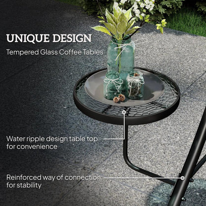 Outsunny Three-Seater Garden Swing, with Adjustable Canopy - Black/Grey 4