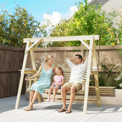 Outsunny Three-Seater Wooden Swing Bench 1