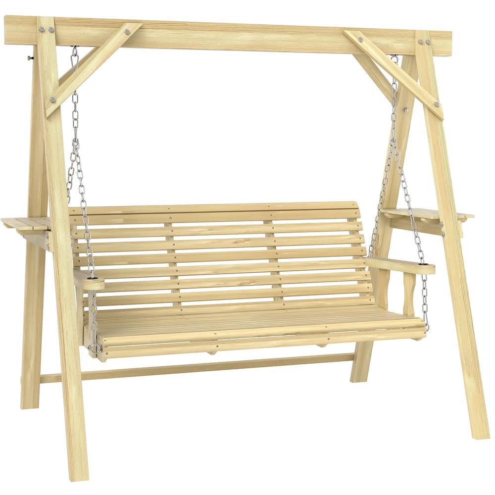 Outsunny Three-Seater Wooden Swing Bench 10