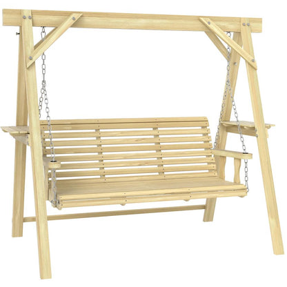 Outsunny Three-Seater Wooden Swing Bench 10