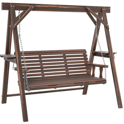 Outsunny Three-Seater Wooden Swing Bench 11
