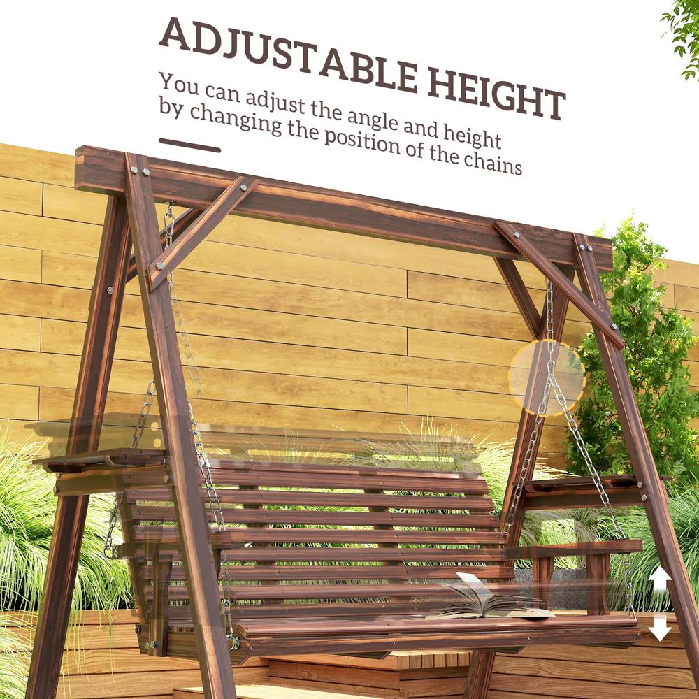 Outsunny Three-Seater Wooden Swing Bench 16