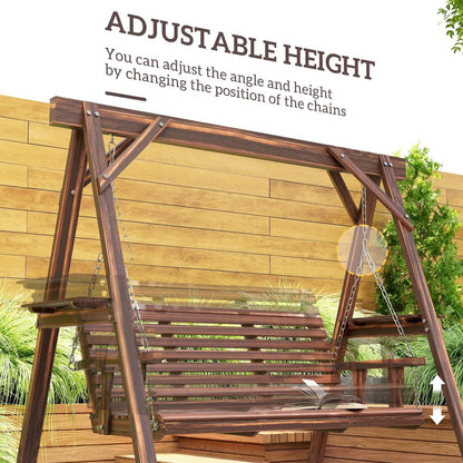 Outsunny Three-Seater Wooden Swing Bench 16