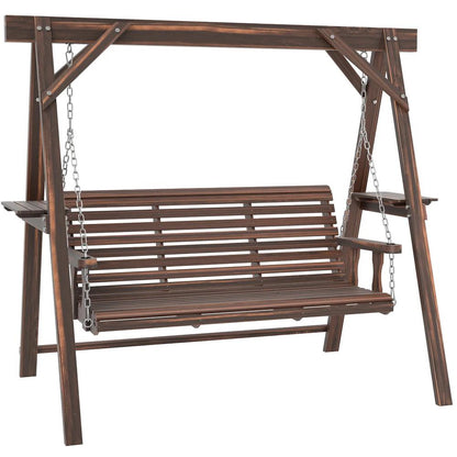 Outsunny Three-Seater Wooden Swing Bench 21
