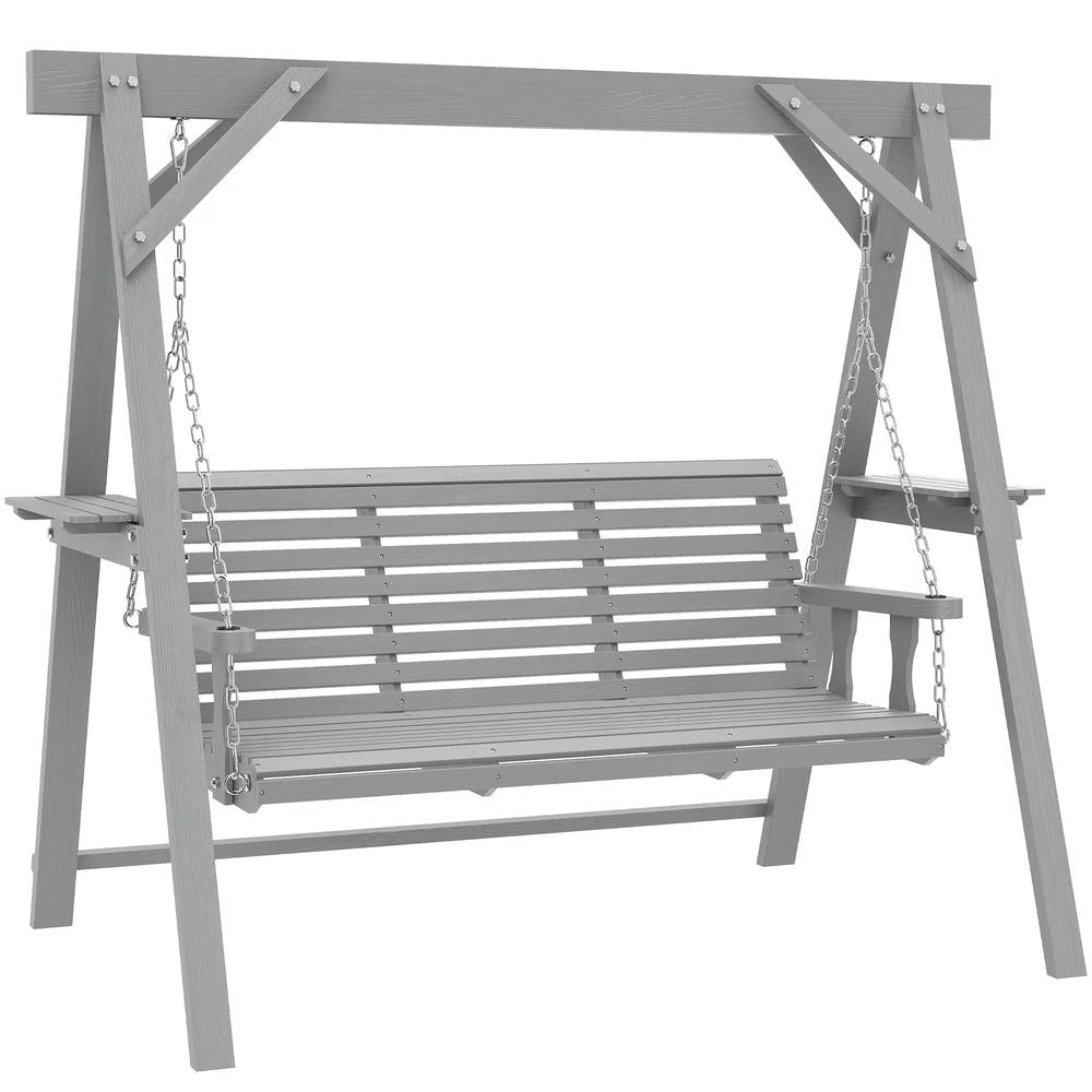 Outsunny Three-Seater Wooden Swing Bench 22