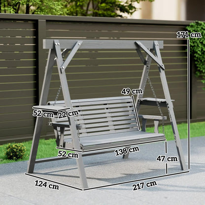 Outsunny Three-Seater Wooden Swing Bench 24
