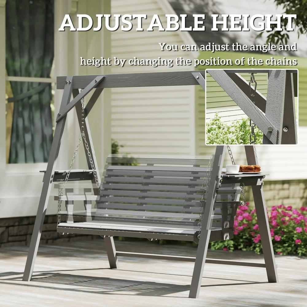 Outsunny Three-Seater Wooden Swing Bench 27