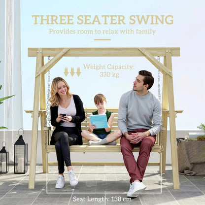 Outsunny Three-Seater Wooden Swing Bench 3