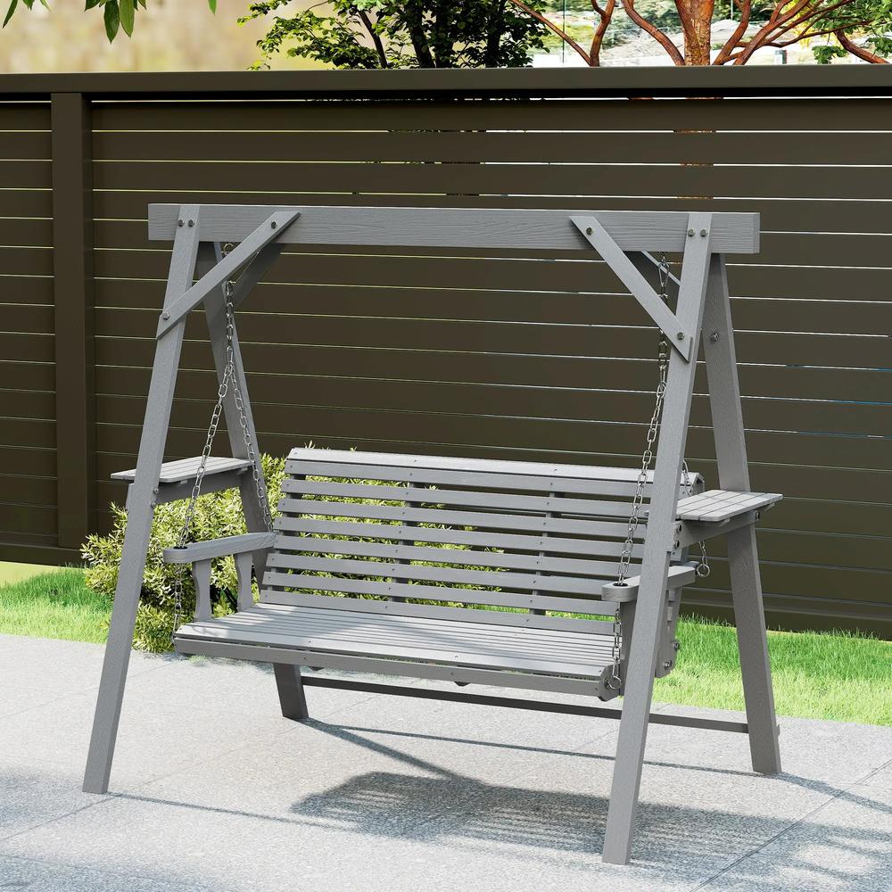 Outsunny Three-Seater Wooden Swing Bench 30