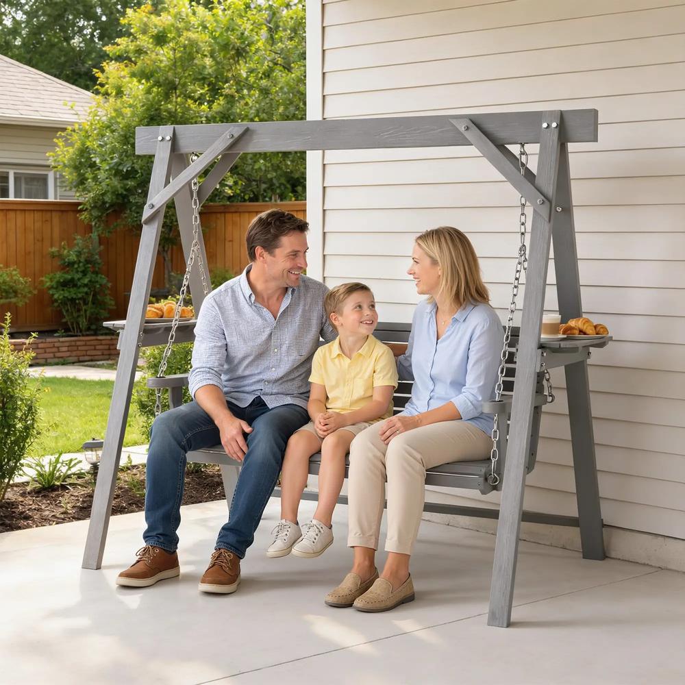 Outsunny Three-Seater Wooden Swing Bench 31
