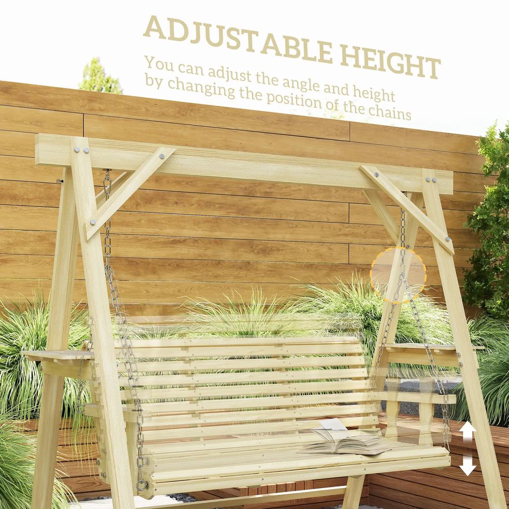 Outsunny Three-Seater Wooden Swing Bench 5