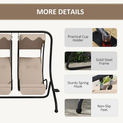 Outsunny Two-Seat Garden Swing Chair, with Protective Canopy 15