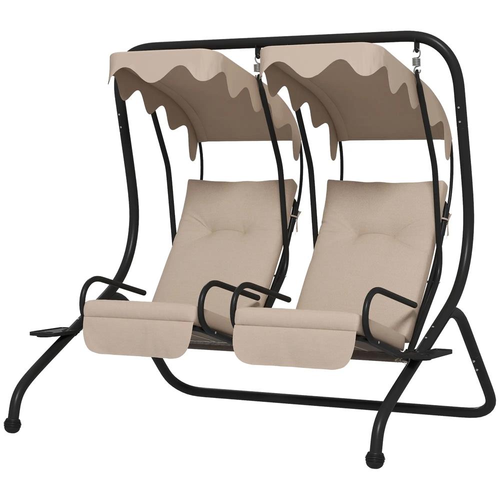 Outsunny Two-Seat Garden Swing Chair, with Protective Canopy 21