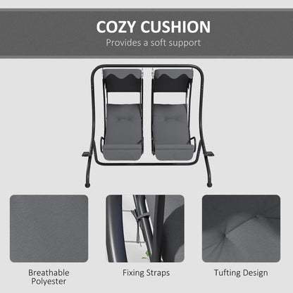 Outsunny Two-Seat Garden Swing Chair, with Protective Canopy 5