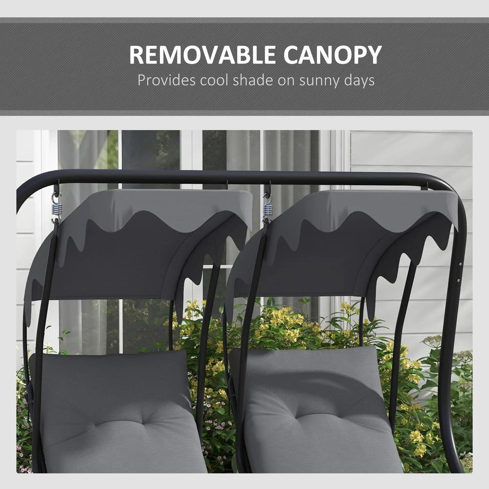 Outsunny Two-Seat Garden Swing Chair, with Protective Canopy 6